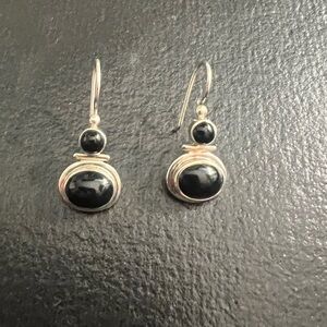 Silpada Sterling Silver and Onyx French Wire Earrings